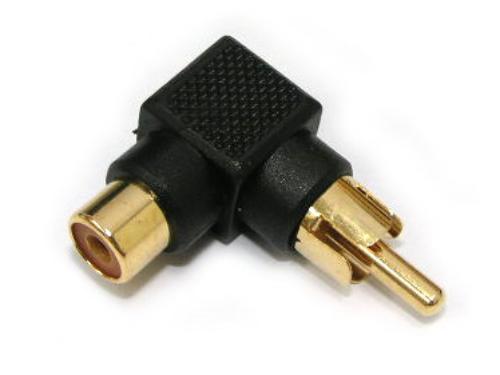 RCA Plug To Jack Right Angle Plastic Black Gold Pin